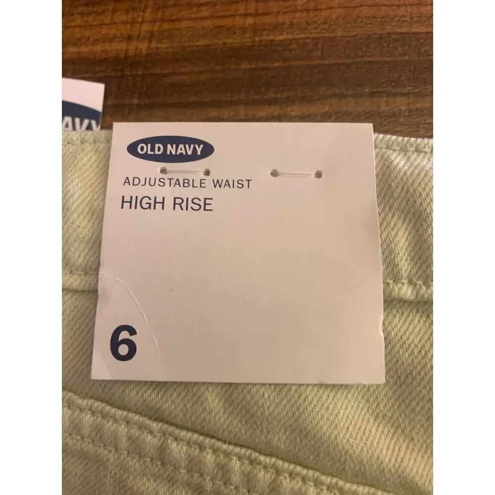 OLD NAVY Girl’s Light Green High Rise Adj Waist Cut Off Jean Shorts / Size: 6